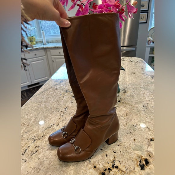 GUCCI Brown Lillian Leather Knee-High Boots - 39 - Picture 4 of 8